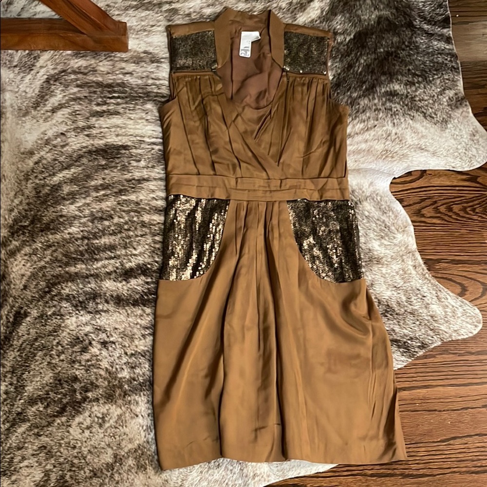 Caramel brown Sequin-Embellished Dress